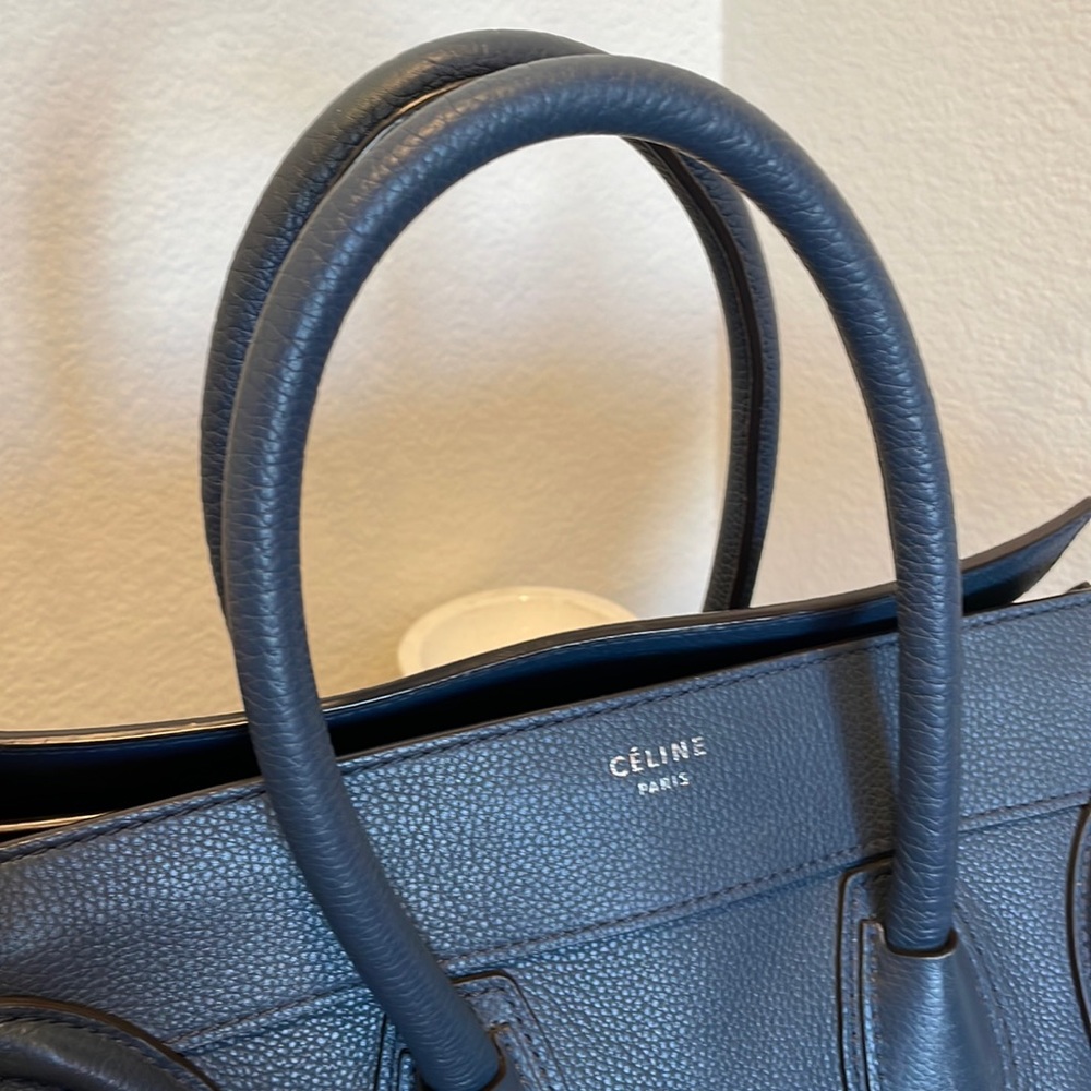 Authentic Celine navy blue mini luggage tote bag - Picture 5 of 15